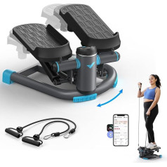 MERACH Mini Stepper für Zuhause, Swing Stepper mit 150 kg Belastung und Widerstandsbändern, Twist Stepper für effektives Bein/Arm/Butt Training, Fitnessgerät für Home Office
