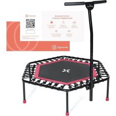 SportPlus Fitness Trampoline for Home, Diameter 126 cm, Quiet Rubber Rope Suspension, 5-Way Height-Adjustable Handle, Indoor Trampoline up to 130 kg, with Free Gymondo Membership