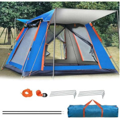 Gziztx Camping Tent 6-8 Person Pop Up Tent with 2 Doors and 2 Windows, Waterproof, Sun Protection, Easy to Assemble, for Outdoor Travel, Hiking, Beach, Fishing (265 x 265 x 190 cm, Blue)