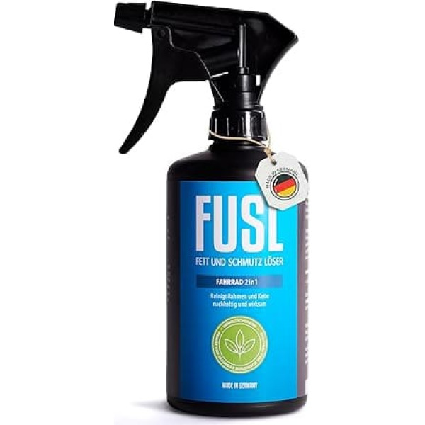 FUSL Bicycle Cleaner 2-in-1 - for Chain/Drive & Frame - Chain Cleaner/Drive Cleaner for Steel/Stainless Steel/Aluminium/Carbon/Plastic - 500 ml Spray Bottle with 360° Spray Function