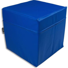 Jeflex - Blue Seat Cube 40 x 40 x 40 cm Made of High-Quality Faux Leather - Made in Germany / Fitness Cube with Foam Cube Inside for Seat Comfort and Dimensional Stability/Gymnastics Cushion for