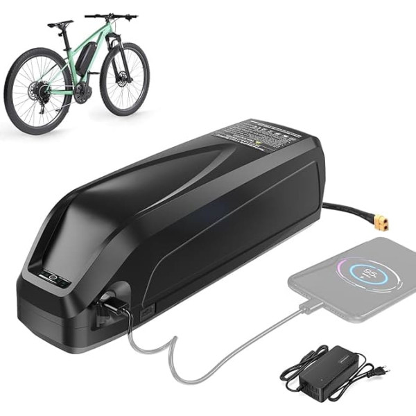 Varstrom E-Bike Battery 36V 48V 13Ah with Charger and USB Port, Lithium Battery for E-Bike, Down Tube Shark Battery for Bafang 250W 500W 750W 1000W E-Bike Conversion Kit