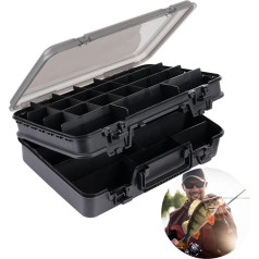 Hochwertige, doppellagige Angelausrüstungsbox mit anpassbaren Fächern, großer Outdoor-Organizer, 36 x 24 x 12 cm