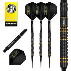 Harrows Dave Chisnall Chizzy Serie 3 Spieler-Dart-Set | Professionelle Darts 90% Wolfram Soft-Tip | Alle Gewichte Pro Darts | 10-teiliges Set mit Supergrip Carbon Midi Schäften