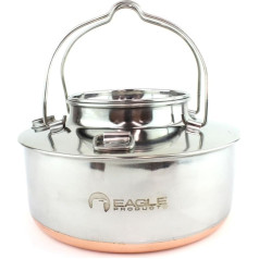 Eagle Kettle Jug 0.7 L - Stainless Steel, Silver, 0.7 Litres, Classic, Can be Used with Gas Stove and Open Fire, Copper-Plated Base for Efficient Heat Transfer