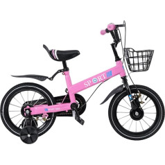 homewell 35,6 cm (14 Zoll) Fahrrad für Kinder, für 2 bis 8 Jahre, mit abnehmbaren Stützrädern und Korb, für Wiesen, Bergstraßen (Rosa)