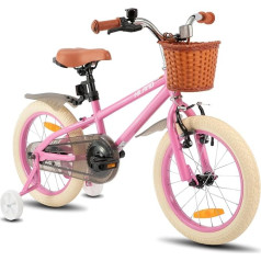 Hiland 14 16 18 Inch Children's Bicycle with Stabilisers, Green/Pink Girls Bicycle, Handbrake and Coaster Brake, Children's Bicycle for Girls with Basket