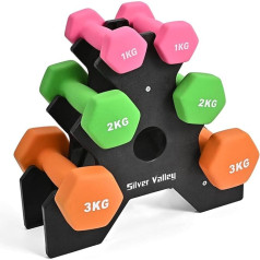 SILVER VALLEY Dumbbells Set of 2 for Home Gym Exercise, Non-Slip Neoprene Hand Weights with Matte Finish, Sweat Resistant, Home Training, Fitness Exercise, Dumbbells in 1kg, 2kg, 3kg, 4kg, 5kg, Pair