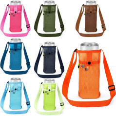 Tessco 8 Pcs Water Bottle Sling Water Bottle Holder with Adjustable Shoulder Strap Water Bottle Carrier Bag Mesh Water Bottle Sleeve Carrier Pouch Holder for Walking Sports