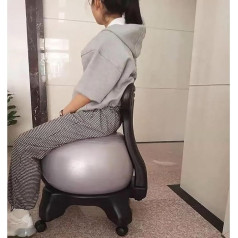 Office Desk Exercise Balance Ball Chair, Good Posture Yoga Ball Chair with Ergonomic Support, Comfort and Stability Ball Rolling Stool for Everyone, Grey