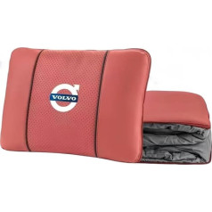QYPLKJHG Reisedecke Kissen 2 in 1 für Volvo S90 2016-2020, Autokissen Decke mit Auto Logo Reisedecke für Auto Kuscheldecke Auto Decken Kissen Flugzeugdecke Auto Accessoires,Red