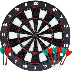 HelaCueil Classic Safe Dartboards Diameter 42 cm - Suitable for Children and Adults (with 8 Arrows)