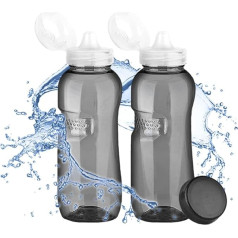 Kavodrink 2 x Tritan Water Bottle 0.5 L + Sports Lid Water Bottle Black Sports Bottle BPA Free Bottle 500 ml