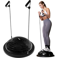FIZYO Balance Trainer Hemisphere Diameter 58 cm - Non-Slip Balance Ball with Bands & Pump for Balance, Core Training, Yoga, Pilates, Fitness, Gymnastics, Physiotherapy & Rehabilitation (Black)