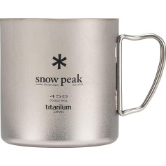 Snow Peak Titanium Double Wall Mug 450 Grey Lightweight Durable Insulated Mug for Home, Camping and Outdoor