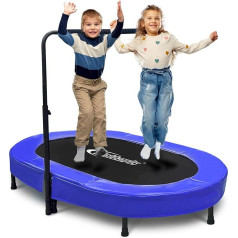 Nattork Kids Indoor Trampoline, 56 Inch Foldable Mini Trampoline with 5 Levels Adjustable Handle & Safety Pad, Quiet Double Trampoline for Indoor and Outdoor Use, Maximum Load 100 kg