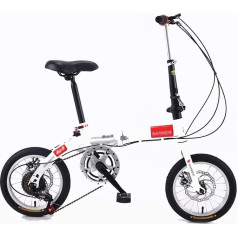 14/16 Inch Folding Bike Front and Rear Carbon Steel Frame Variable Speed Adult Bicycle Super Light Student Folding Bike D, 14 Inch