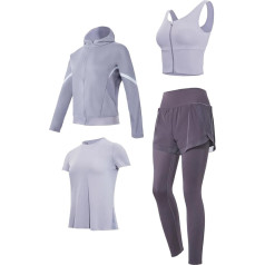 Pilates Set for Women 4 Piece Yoga Outfit Black XL Jacket Bra Top Shorts Pants Ideal for 150 150 cm 27 cm (110 to 330 inches) Breathable Material