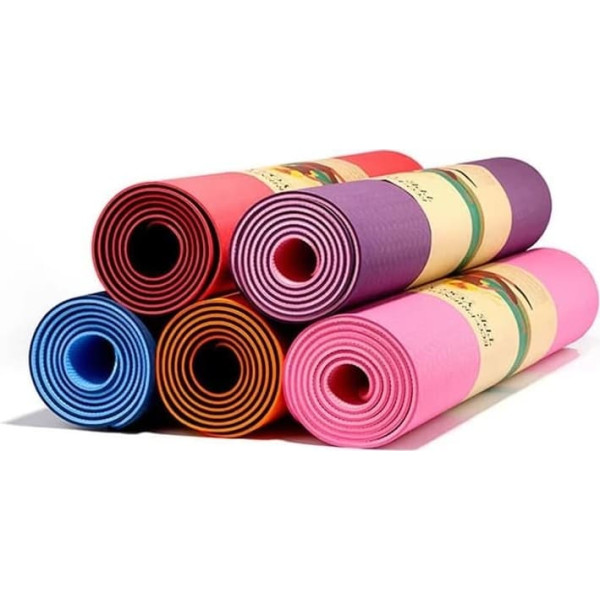 Gym Pilates TPE Non-Slip Yoga Mat with Shoulder Strap Padded 72x24 Inch