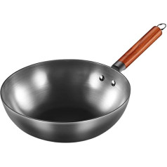 WOTZOV Poêle antiadhésive traditionnelle Iron Wok fabriquée à la Main Pour cuisinières à Induction et à GAZ - Batterie de Cuisine polyvalente Pour Tous VOS besoins culinair