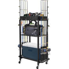 uyoyous Rod Stand Fishing Rod Holder Made of Metal Alloy for Fishing Rods Fishing Stand, Fishing Rod Holder for Fishing Rods with up to 10 Rods, Rod Holder for Garage House Entrance Corner