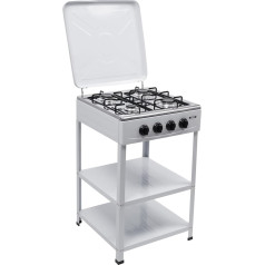 Donened - 4 Burner Gas Hob with Non-Slip Holder, Freestanding Natural Gas Hob, Camping Gas Stove, 49 x 49 x 79 cm (White)