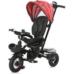 Lorelli Zippy Tricycle 3 in 1 Reversible Seat Convertible Pneumatic Tyre Freewheel Strap, Colour: Red
