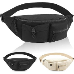 Fanny Pack for Women 3 Pockets Multifunctional Sports Fanny Pack with Adjustable Strap Waist Pack for Gym Jogging Running Travel Cycling Hiking Outdoor Sports, black, Classic