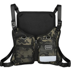 Chest Bag, Hip-Hop, Adjustable Crossbody Bag with Reflective Design, for Men and Women, Fitness, Hiking, Cycling, Camping, Climbing, Running (Camouflage), Camouflage, 43 x 3 x 25 cm, camouflage