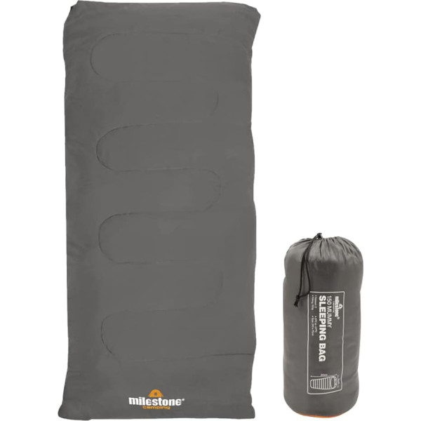 Milestone Camping Men's 26700 Envelope Sleeping Bag Single 3 Season Double Insulation Grey & Orange