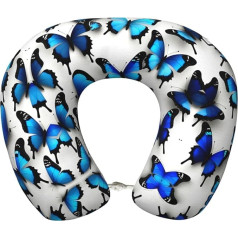 Niedliches Reisekissen mit vielen blauen Schmetterlingen, Reisezubehör für Flugzeug, Auto, Heimgebrauch