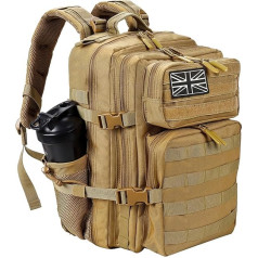 LHI Tactical Military Backpack for Women Men 35L Army Assault Pack Bag Small Backpack with Bottle Holder Khaki M, khaki, M