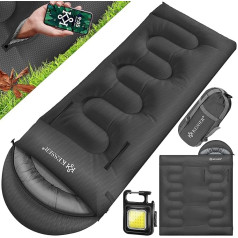 KESSER® Outdoor Sleeping Bag | Blanket Sleeping Bag 3-4 Seasons | Camping Sleeping Bag for Adults & Children | Easy to Carry Warm & Water-Repellent Includes Camping Lamp & Side Pocket