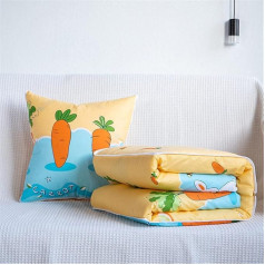 goodFarewell Kissendecke 2 in 1​ Reisedecke Kissen Quilt Multifunktionale Kissen Decke Nackenstützkissen Soft & Warm Nap Mat Kissen für Schlafsofa Bürostuhl （Gelber Rettich）