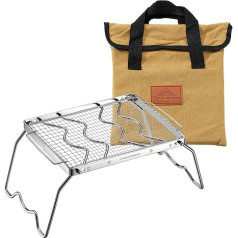 Campingmoon MS-1012-SW Folding Camping Grill with Grill Grate, 9.5 x 7.9 inch, 304 Stainless Steel Camping Grill