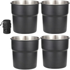 Wegiwuca 4PCS Stapelbare Campingwasserbecher Edelstahl Stähle Trinken Camping Camping Kaffees Milchbecher Reisen Mit Tassenabdeckungen