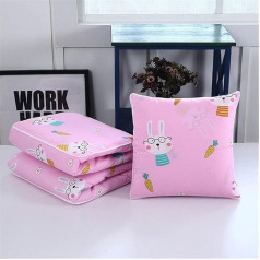 Cushion Blanket 2 in 1 Travel Blanket Cushion Quilt Multifunctional Pillow Blanket Neck Support Pillow Soft & Warm Nap Mat Cushion for Sofa Bed Office Chair (Eye Rabbit)