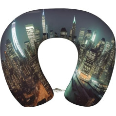 LHDGBWC Travel Pillow for Airplane, New York City Memory Foam Neck Pillow, Removable Neck Support Pillow for Travel, Portable U-shaped Airplane Pillow for Sleeping, Nap