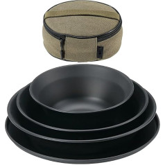 Camping-Geschirr-Set, Campinggeschirr aus Edelstahl, hitzebeständig, mit Aufbewahrungstasche aus , leicht zu reinigen, ideal für Picknick, Rucksackreisen und Essen im Freien