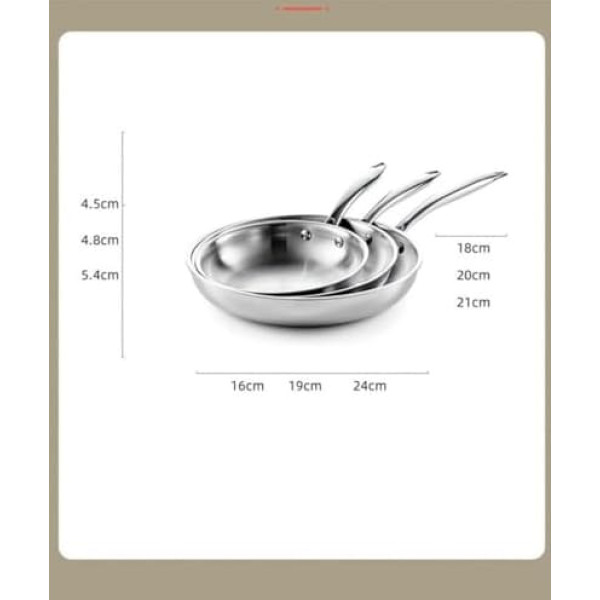 WOTZOV Antihaft-Bratpfanne, 24 cm, Edelstahlpfanne, weiß, 3-lagiger Boden, für Backofen und Herd geeignet