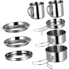 Toyvian 1 Satz Tragbarer Topfsatz Bausatz Camping -Geschirr rostfreies Campingkochgeschirr Außenausrüstung Camping -Utensilien Camping -Kochausrüstung Küchenzubehör Rostfreier Stahl Silber