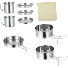 Mikikit 1Satz Outdoor Camping Kochgeschirr Teiliges für Personen Faltbare Bratpfanne und Utensilien für Picknick und Langlebig und Kompakt