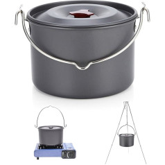 Generisch Camping Pot with Lid Hanging 4L Round Portable Lightweight Anti-Rust Cookware Cooking Tools for Self-Propelled Tour BBQ Picnic