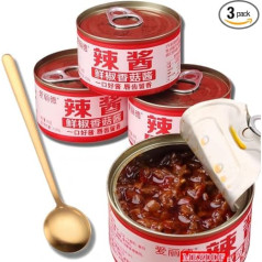 MKSDDF - Crispy Chilli Oil Paste 80g X3 Spicy Spicy Mushroom Vegan Quick Condiment Sauce Chinese Food Dipping Sauce - Can Be Used With Porridge, Pasta, Dumplings, Rice