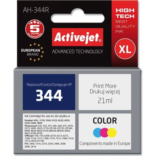 Effiki Activejet ah-344r tinte (hp 344 c9363ee aizstājējs; premium; 21 ml; krāsaina)