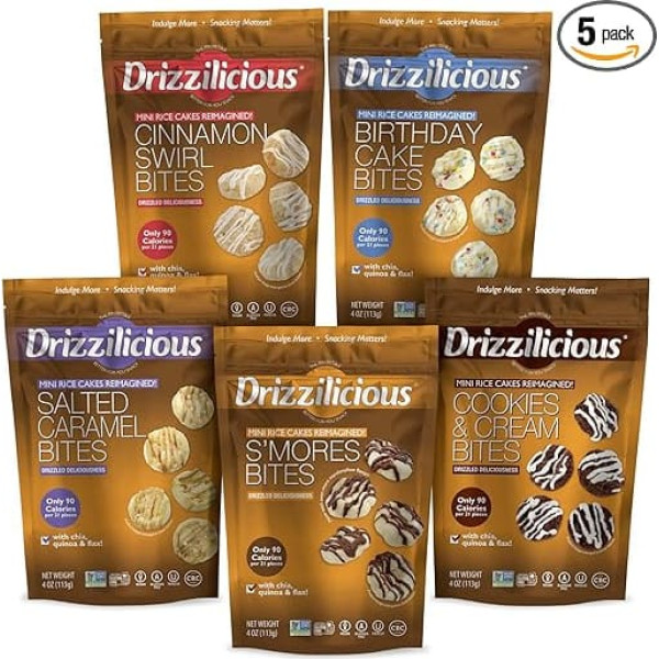 Drizzilicious Mini Rice Cake Bites 4oz Bag of 5 Broadway Candy