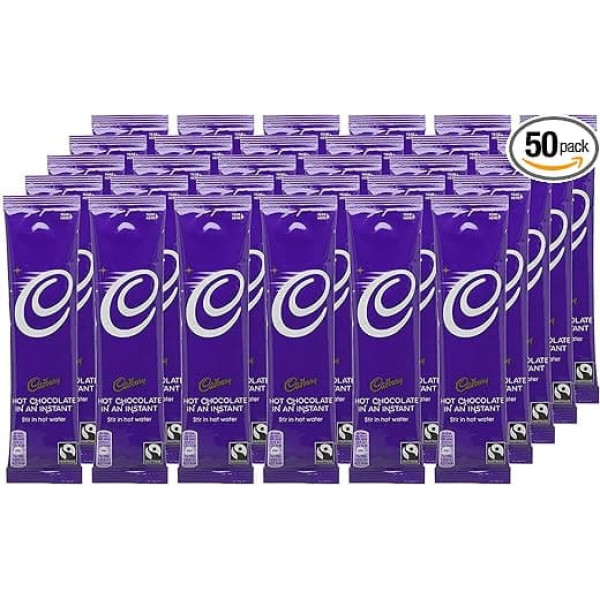 Cadbury Instant Drinking Hot Chocolate Sachets - Pack Size = 50 x 28 g