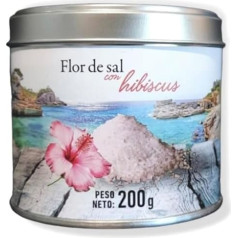 Glosa Marina Flor de Sal con Hibiscus (Fleur de Sel) Sea Salt Finest Salt Flakes with Hibiscus Flowers from Mallorca Spain (1 x 200 g)