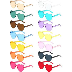 14 Pairs Rimless Sunglasses Heart Shape Frameless Heart Sunglasses Clear Candy Color Lenses Tinted Glasses Stag Party Gifts 14 Colors
