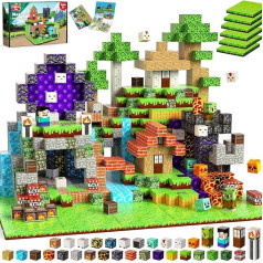 GraceDuck Magnetic Building Blocks 150 Pieces - Forest & Mine Tunnel Set with 6 Grass Plates - Magnetic Building Blocks for Boys and Girls from 3-9 Years - Magnetic Blocks Creative Montessori Gift for
